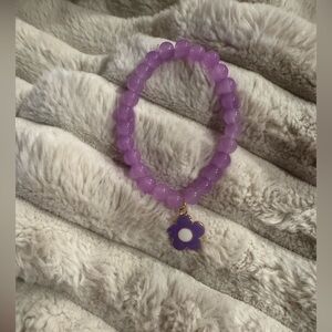 Lavender Beaded Bracelet with Flower Charm